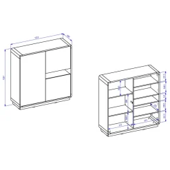 Wohnen Highboards<122x126x40 2-türiges Highboard mit Fach - Ilunas