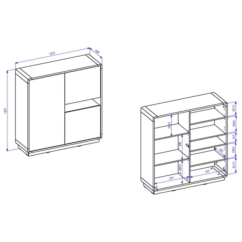 Wohnen Highboards<122x126x40 2-türiges Highboard mit Fach - Ilunas