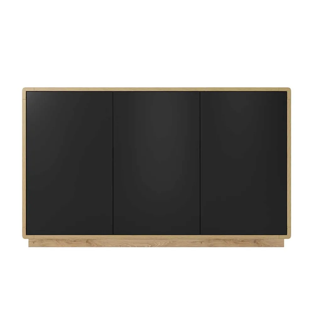 Wohnen Sideboards<160x75x40 3-türiges Sideboard in Schwarz - Ilunas