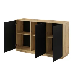 Wohnen Sideboards<160x75x40 3-türiges Sideboard in Schwarz - Ilunas