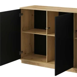 Wohnen Sideboards<160x75x40 3-türiges Sideboard in Schwarz - Ilunas