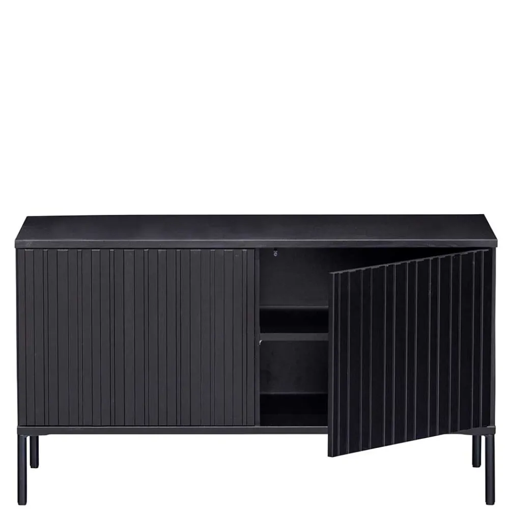 Wohnen Lowboards<100x56x44 2-türiges TV Board in Schwarz - Gelvins