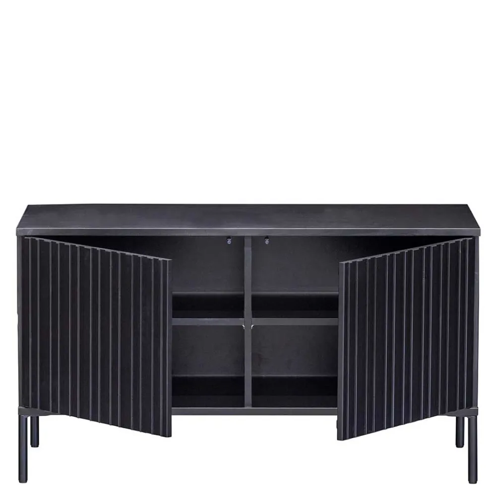 Wohnen Lowboards<100x56x44 2-türiges TV Board in Schwarz - Gelvins