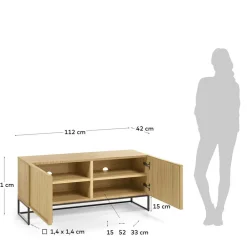 Wohnen Tv & Hifi-Möbel|Lowboards<112x51x42 2-türiges TV Lowboard in Eiche - Ravilon