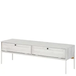 Wohnen Tv & Hifi-Möbel|Lowboards<140x45x40 TV Board aus Kiefer in Creme Weiß - Ejeliva