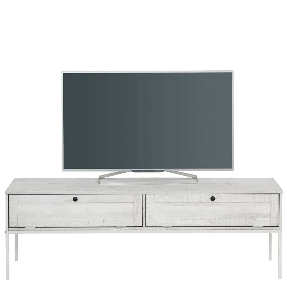 Wohnen Tv & Hifi-Möbel|Lowboards<140x45x40 TV Board aus Kiefer in Creme Weiß - Ejeliva