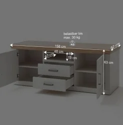 Wohnen Tv & Hifi-Möbel|Lowboards<158x63x52 TV Board im Country Style - Samula