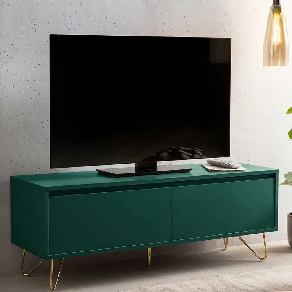 Wohnen Tv & Hifi-Möbel|Lowboards<120x45x40 TV Board in Grün lackiert - Ricriava