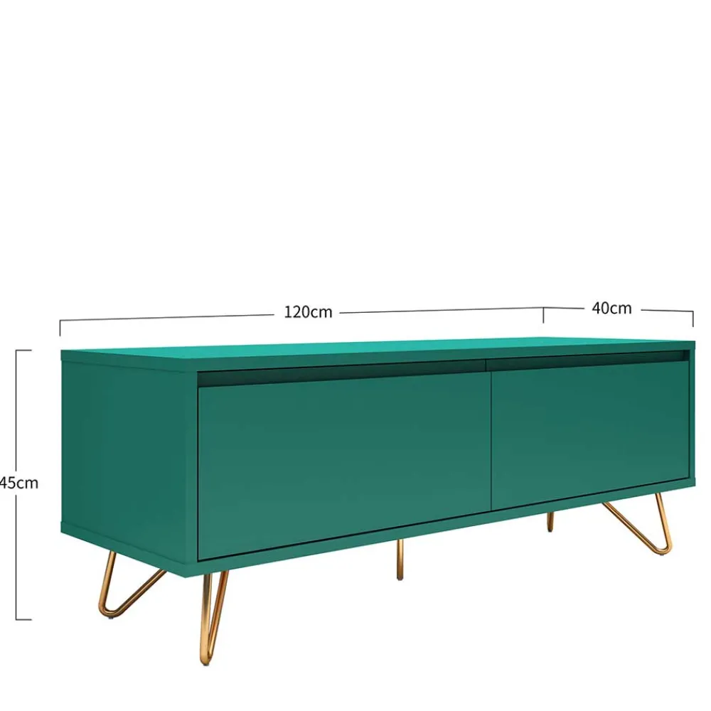 Wohnen Tv & Hifi-Möbel|Lowboards<120x45x40 TV Board in Grün lackiert - Ricriava