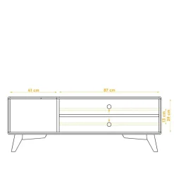 Wohnen Tv & Hifi-Möbel|Lowboards<134x48x40 TV Board mit Tür & 2 Fächern - Diesta I