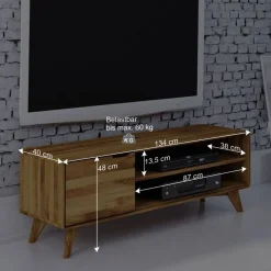 Wohnen Tv & Hifi-Möbel|Lowboards<134x48x40 TV Element aus geölter Wildeiche - Eavy