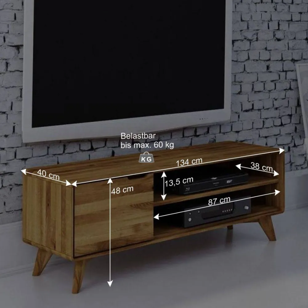 Wohnen Tv & Hifi-Möbel|Lowboards<134x48x40 TV Element aus geölter Wildeiche - Eavy