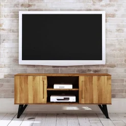 Wohnen Tv & Hifi-Möbel|Lowboards<136x61x45 TV Element aus massiver Wildeiche - Mandirov