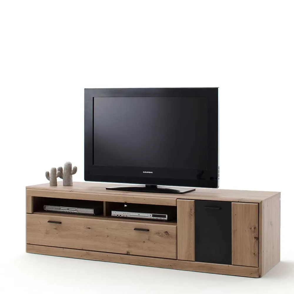 Wohnen Tv & Hifi-Möbel|Lowboards<179x50x51 TV Element in Eichefarben & Grau - Larinca