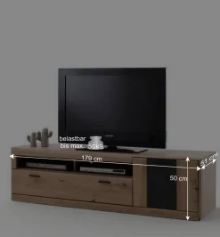 Wohnen Tv & Hifi-Möbel|Lowboards<179x50x51 TV Element in Eichefarben & Grau - Larinca