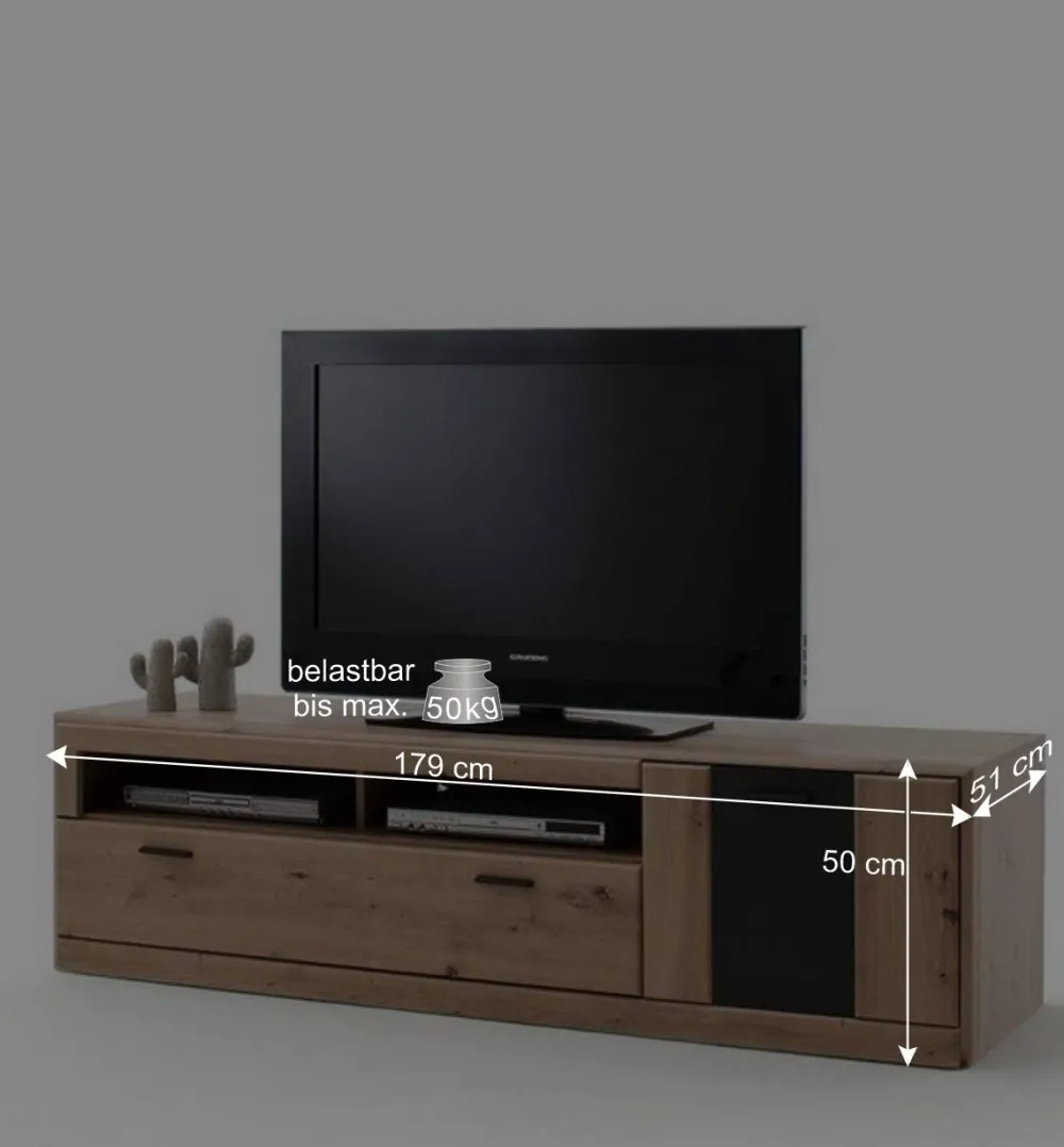 Wohnen Tv & Hifi-Möbel|Lowboards<179x50x51 TV Element in Eichefarben & Grau - Larinca