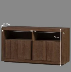 Wohnen Tv & Hifi-Möbel<138x75x50 TV Kommode aus Teak Massivholz - Myons