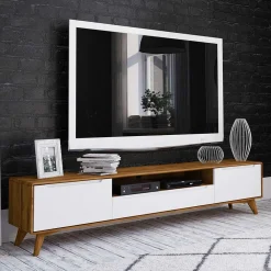 Wohnen Tv & Hifi-Möbel|Lowboards<220x48x40 TV Kommode in Weiß & Wildeiche - Diesta