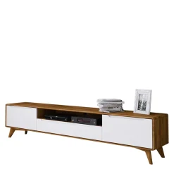 Wohnen Tv & Hifi-Möbel|Lowboards<220x48x40 TV Kommode in Weiß & Wildeiche - Diesta