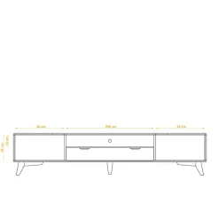 Wohnen Tv & Hifi-Möbel|Lowboards<220x48x40 TV Kommode in Weiß & Wildeiche - Diesta