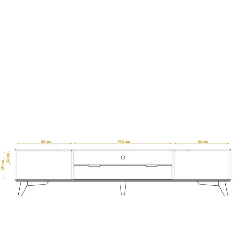 Wohnen Tv & Hifi-Möbel|Lowboards<220x48x40 TV Kommode in Weiß & Wildeiche - Diesta