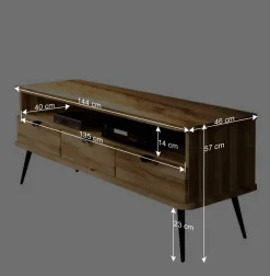 Wohnen Tv & Hifi-Möbel|Lowboards<144x57x46 TV Kommode mit Fach - Casarius