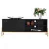 Wohnen Tv & Hifi-Möbel|Lowboards<140x52x35 TV Lowboard in Schwarz & Pinie Natur - Estrevin