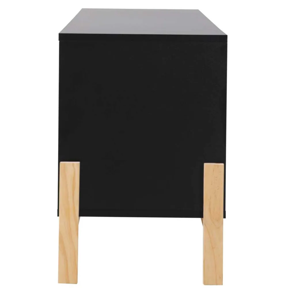 Wohnen Tv & Hifi-Möbel|Lowboards<140x52x35 TV Lowboard in Schwarz & Pinie Natur - Estrevin