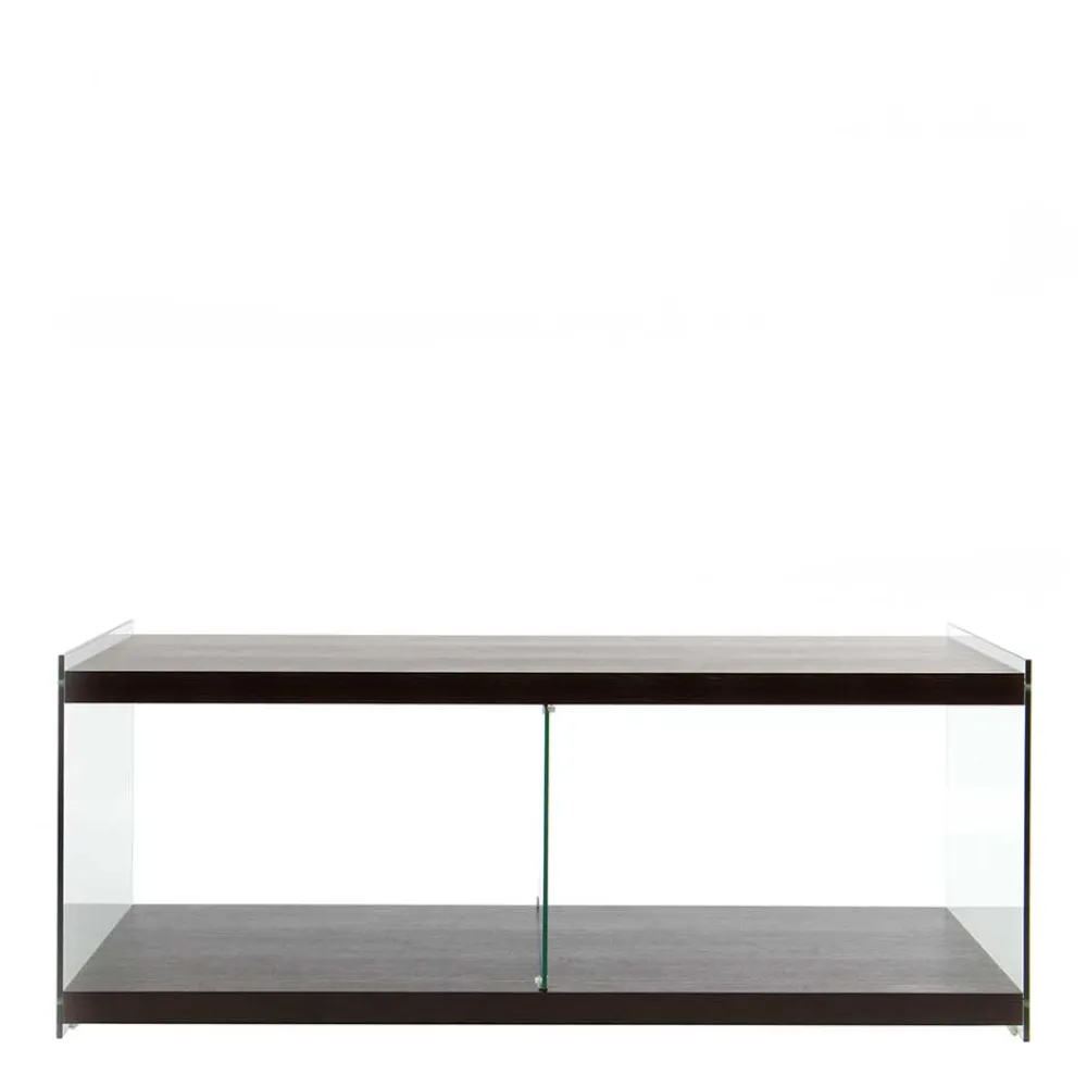 Wohnen Tv & Hifi-Möbel|Lowboards<120x45x60 TV Lowboard in Walnuss & Transparent - Adlona
