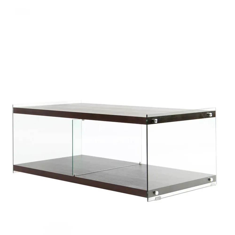 Wohnen Tv & Hifi-Möbel|Lowboards<120x45x60 TV Lowboard in Walnuss & Transparent - Adlona