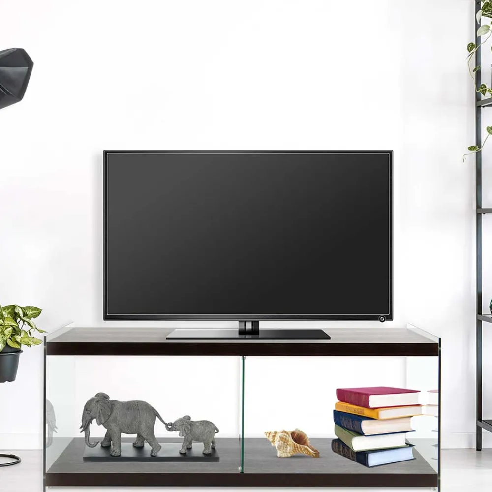 Wohnen Tv & Hifi-Möbel|Lowboards<120x45x60 TV Lowboard in Walnuss & Transparent - Adlona