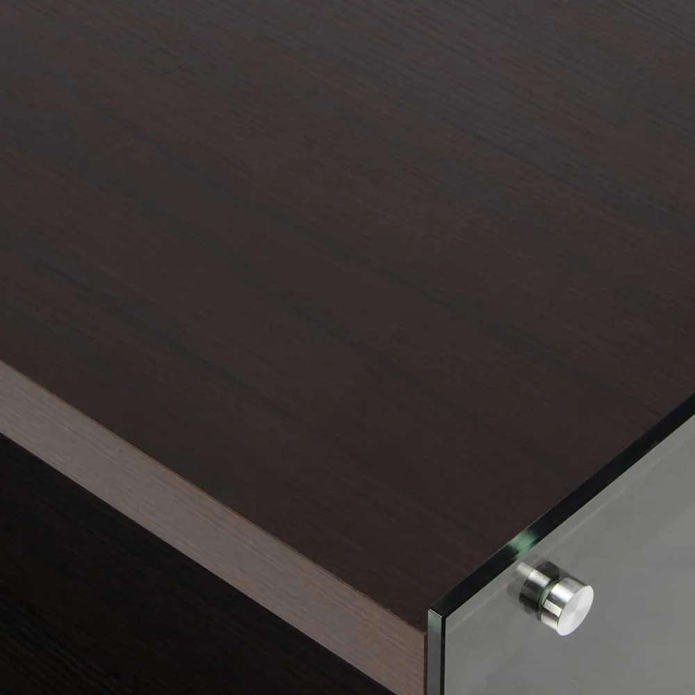 Wohnen Tv & Hifi-Möbel|Lowboards<120x45x60 TV Lowboard in Walnuss & Transparent - Adlona