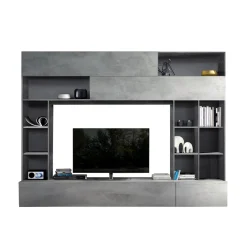 Wohnen Tv & Hifi-Möbel|Wohnwände<277x209x40 TV Mediawand in Grau zweifarbig - Mitalona