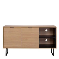 Wohnen Tv & Hifi-Möbel<140x76x40 TV Phonoschrank in Eiche & Schwarz - Brausca
