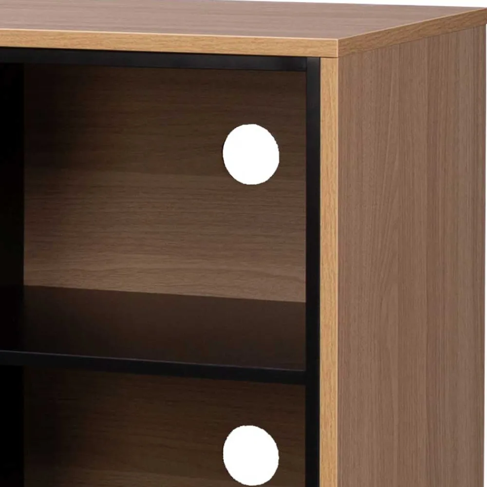 Wohnen Tv & Hifi-Möbel<140x76x40 TV Phonoschrank in Eiche & Schwarz - Brausca
