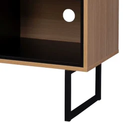 Wohnen Tv & Hifi-Möbel<140x76x40 TV Phonoschrank in Eiche & Schwarz - Brausca