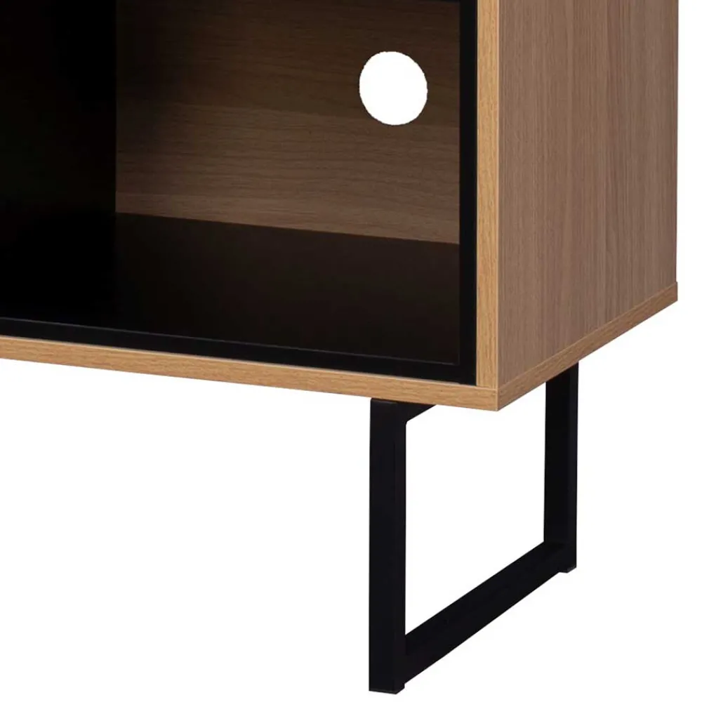 Wohnen Tv & Hifi-Möbel<140x76x40 TV Phonoschrank in Eiche & Schwarz - Brausca