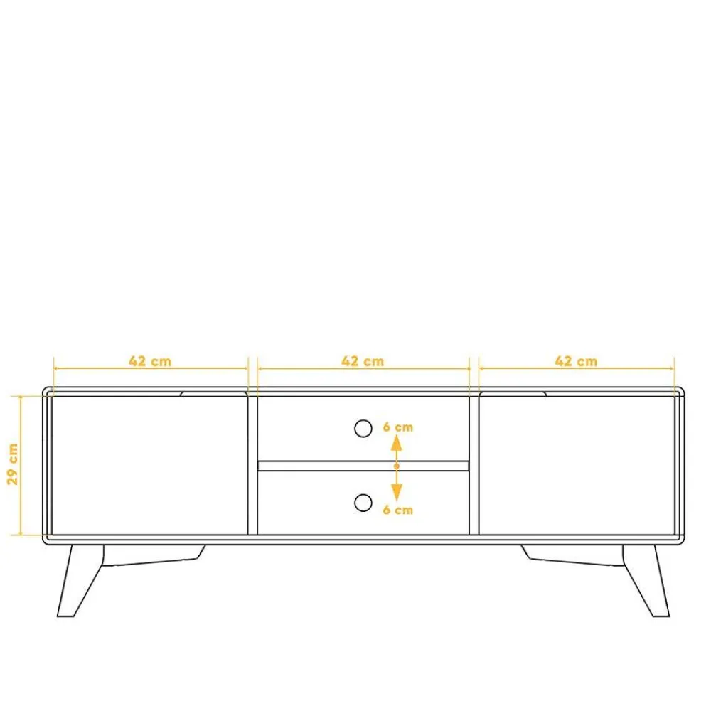 Wohnen Tv & Hifi-Möbel|Lowboards<134x48x40 TV Schrank mit Türen & Fächern - Diesta