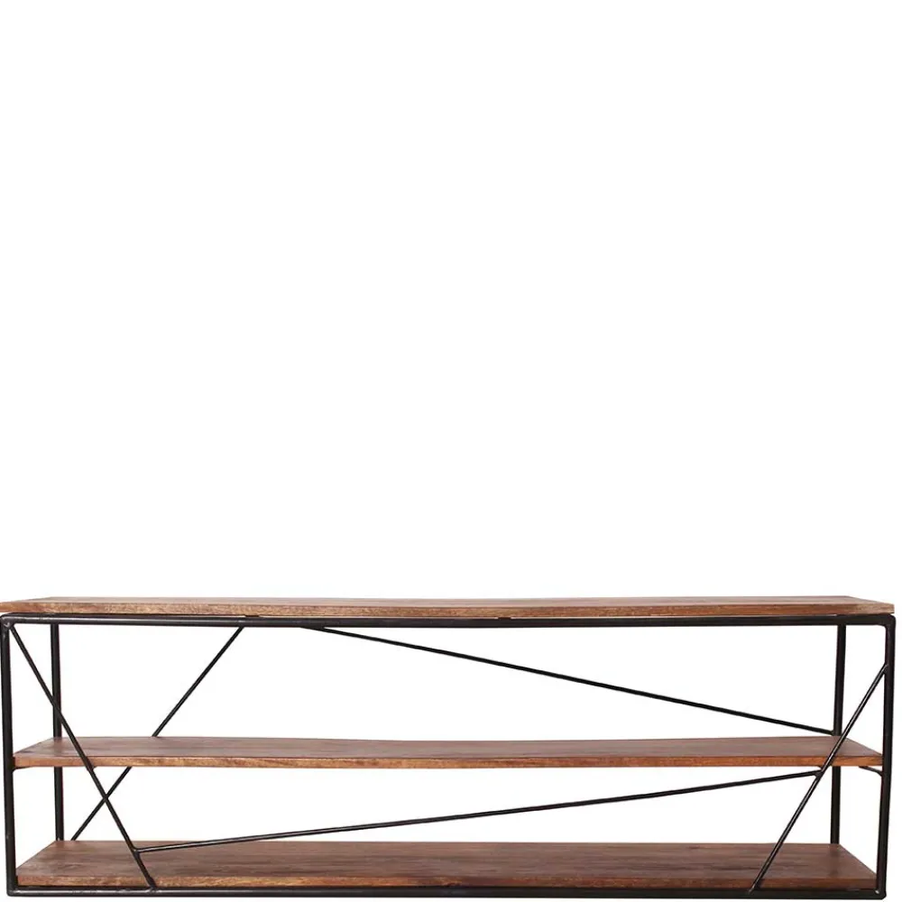 Wohnen Tv & Hifi-Möbel|Lowboards<140x47x40 TV Tisch Regal aus Massivholz & Stahl - Offia