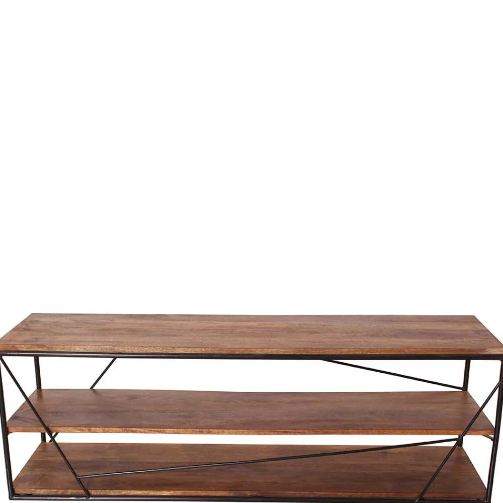 Wohnen Tv & Hifi-Möbel|Lowboards<140x47x40 TV Tisch Regal aus Massivholz & Stahl - Offia