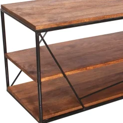 Wohnen Tv & Hifi-Möbel|Lowboards<140x47x40 TV Tisch Regal aus Massivholz & Stahl - Offia