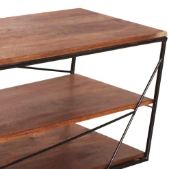 Wohnen Tv & Hifi-Möbel|Lowboards<140x47x40 TV Tisch Regal aus Massivholz & Stahl - Offia