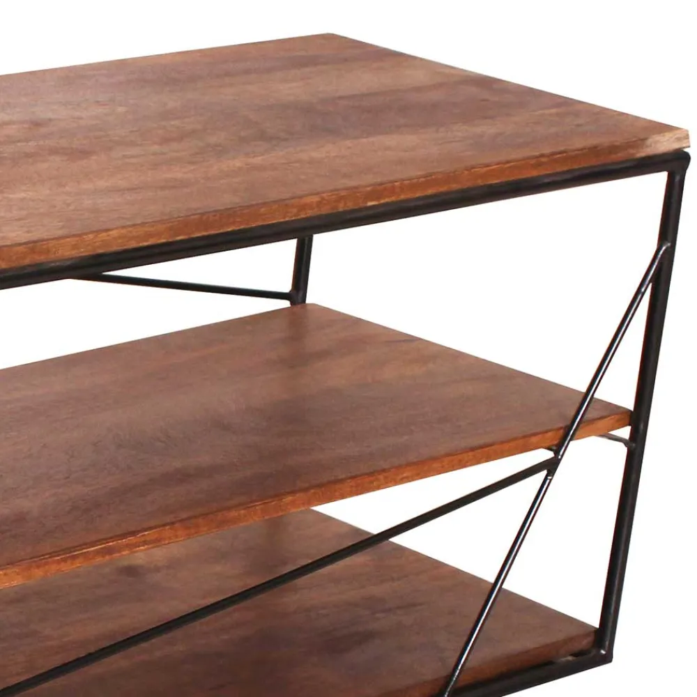 Wohnen Tv & Hifi-Möbel|Lowboards<140x47x40 TV Tisch Regal aus Massivholz & Stahl - Offia