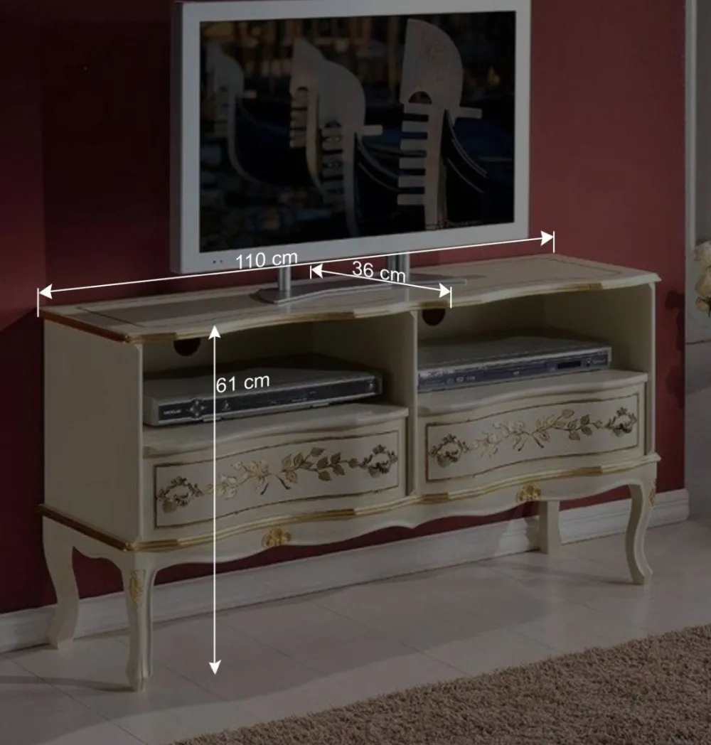 Wohnen Tv & Hifi-Möbel|Lowboards<110x61x36 TV Unterschrank im Barockstil - Iviada