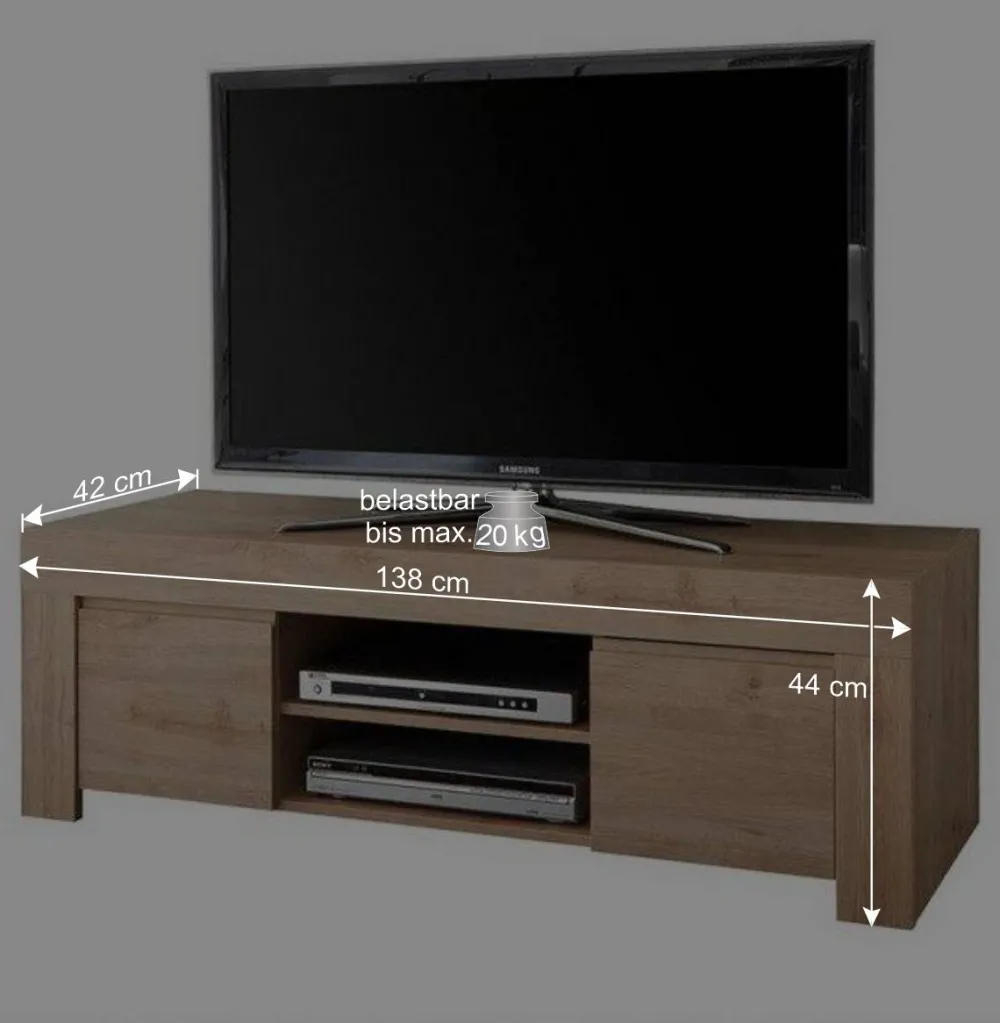 Wohnen Tv & Hifi-Möbel|Lowboards<138x44x42 TV Unterschrank in Eichefarben - Karika