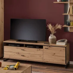 Wohnen Tv & Hifi-Möbel|Lowboards<183x60x50 TV Unterschrank in Eiche Holzoptik - Nikdus