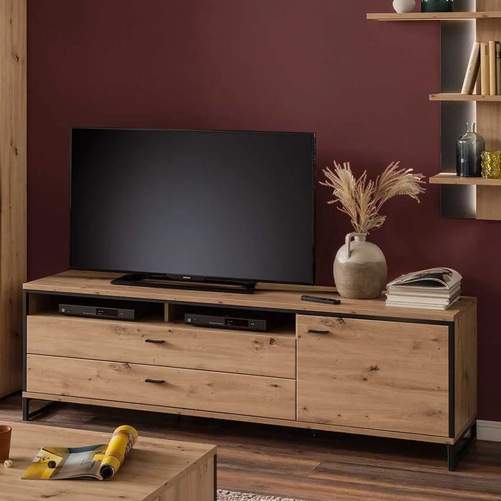Wohnen Tv & Hifi-Möbel|Lowboards<183x60x50 TV Unterschrank in Eiche Holzoptik - Nikdus