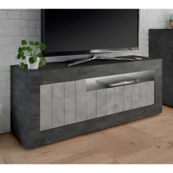 Wohnen Tv & Hifi-Möbel|Lowboards<138x56x43 TV Unterschrank in Grau zweifarbig - Dionassa