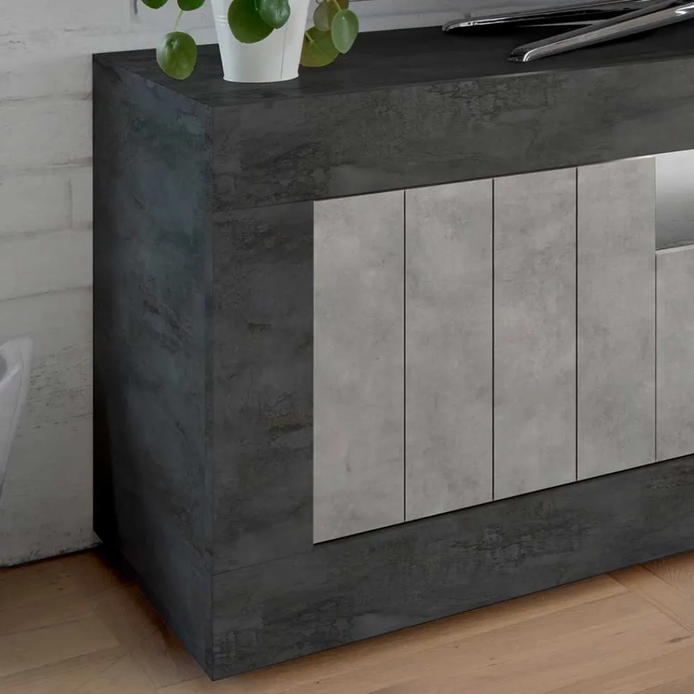 Wohnen Tv & Hifi-Möbel|Lowboards<138x56x43 TV Unterschrank in Grau zweifarbig - Dionassa