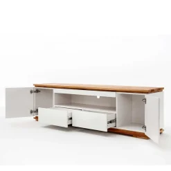 Wohnen Tv & Hifi-Möbel|Lowboards<202x54x40 TV Unterschrank in Weiß & Asteiche - Vangels